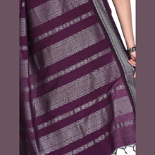 Jamoon saree with Kolam and butta pattern in silver zari
