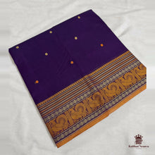 Kanchi Cotton Bird Motif Border Saree in Purple with Mustard Border – thread-work bird motif border and buttas