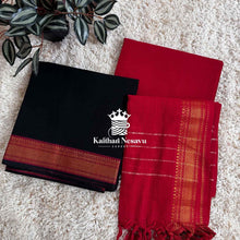 Mangalgiri cotton chudidhar set - black with red - Order Today