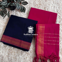 Mangalagiri Cotton Salwar set - Navy blue with pink - Order Today