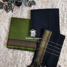 Mangalgiri Chudidhar set -Green with black - Buy Now