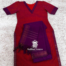 Mangalagiri cotton salwar set - orange with purple - Buy Now