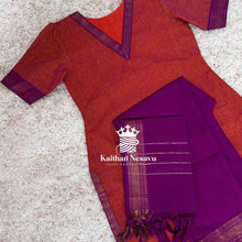 Mangalagiri cotton salwar set - orange with pink - Buy Now