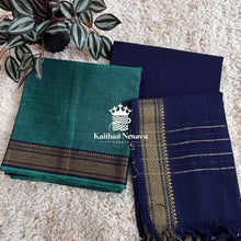 Mangalgiri cotton chudishar set -Teal blue with navy blue  - Order Today