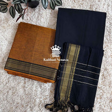 Mangalgiri cotton chudidhar set - fenugreek yellow with black - Order Today