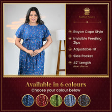 Vineshu Rayon Cape Maternity Dress with Feeding Zips, Adjustable Fit & Side Pocket – available in 6 colours
