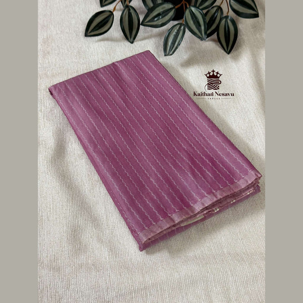 Mauve Rose Navratri Special Zig Zag Arani Soft Silk Saree with silver zari weave