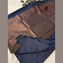 Midnight Indigo Vairaoosi Arani Soft Silk Saree with copper zari checks with pallu