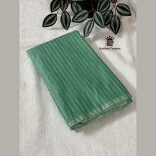 Mint Green Navratri Special Zig Zag Arani Soft Silk Saree with festive silver zari design