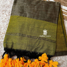 Mookuthi Amman inspired gicha silk saree in lemon gold by Kaithari Nesavu – radiant festive saree with divine essence.