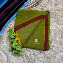 Order olive green Mul Cotton Kaithari Nesavu Saree Online – Elegant Cotton Saree for Summer, now for just Rs.950 