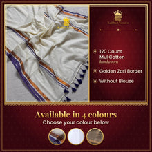 Onam Kerala Special 120 Count Mul Cotton Saree – available in 4 colours
