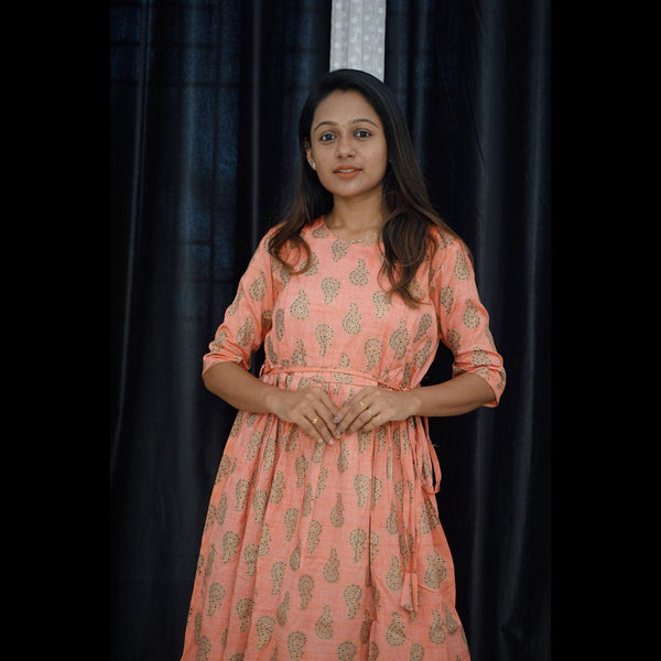 Buy Peach-Orange Vineshu Maternity Maxi Dress