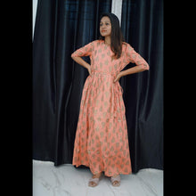 Pastel pink - printed cotton maternity wear - First time mom's work wear.