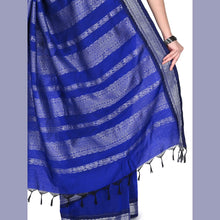 Traditional Pepsi blue cotton saree for temple wear