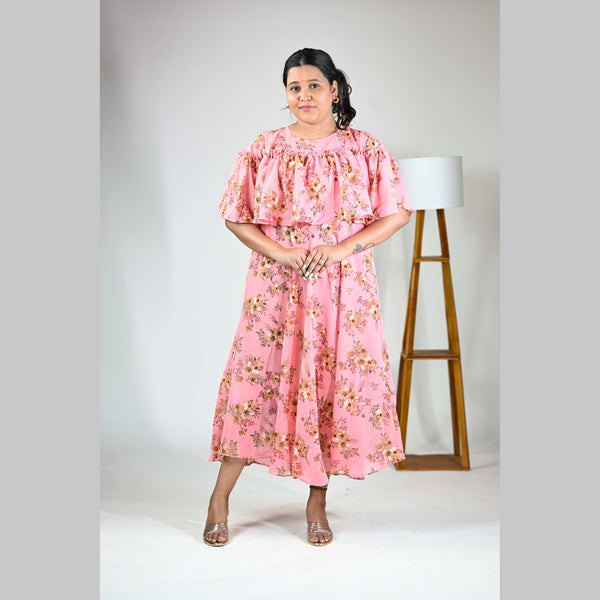 Georgette Floral Print Maternity Feeding Dress | Hidden Zip