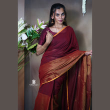 Pure Mul Cotton Half and Half Saree – Plain & Golden Stripe | Light Weight | No Blouse | Handloom Look