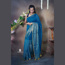 Pure Mul Cotton Half and Half Saree – Plain & Golden Stripe | Light Weight | No Blouse | Handloom Look