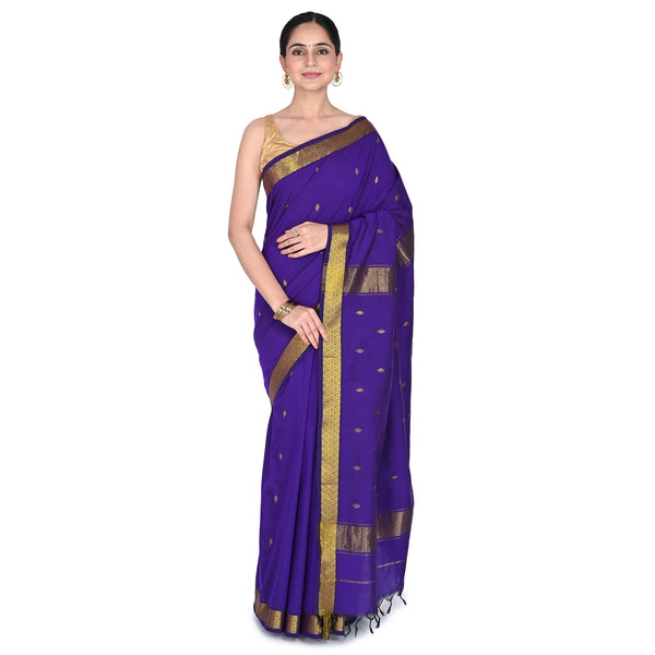 Nayanthara-Inspired Violet Colour Saree by Kaithari Nesavu – Handloom Elegance