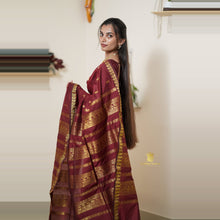 Madhavi Semi Handloom Saree : Gold and Cotton Perfection
