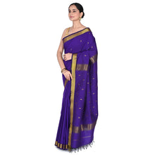 Nayanthara-Inspired Violet Colour Saree by Kaithari Nesavu – Handloom Elegance