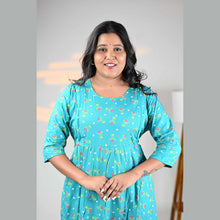 Rayon Floral Print Maternity Feeding Dress Material | Both Side Feeding | Sizes M–XXL