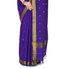 Nayanthara-Inspired Violet Colour Saree by Kaithari Nesavu – Handloom Elegance