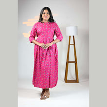 Rayon Floral Print Maternity Feeding Dress Material | Both Side Feeding | Sizes M–XXL