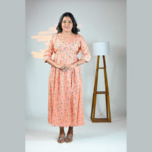 Rayon Floral Print Maternity Feeding Dress Material | Both Side Feeding | Sizes M–XXL