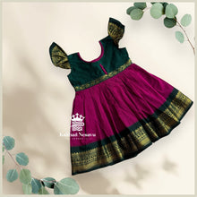 Premium Semi-Handloom Cotton Kids Frock – Contrast Designer New Year & Pongal