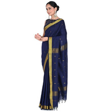 Nayanthara-Inspired Violet Colour Saree by Kaithari Nesavu – Handloom Elegance