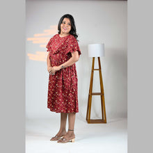 Vineshu Rayon Cape Maternity Dress with Feeding Zips, Adjustable Fit & Side Pocket
