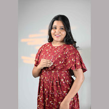 Vineshu Rayon Cape Maternity Dress with Feeding Zips, Adjustable Fit & Side Pocket