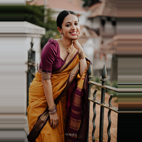 Sundari: Festival Finesse - Gold Zari Semi Handloom Pure Cotton