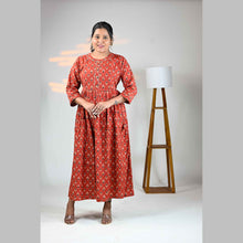 Vineshu Premium Cotton Maternity Dress with Adjustable Fit & Feeding Zip – ¾ Sleeve Frock