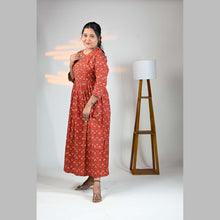 Vineshu Premium Cotton Maternity Dress with Adjustable Fit & Feeding Zip – ¾ Sleeve Frock