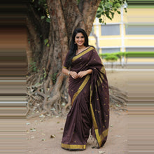 Nayanthara-Inspired Violet Colour Saree by Kaithari Nesavu – Handloom Elegance