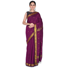 Nayanthara-Inspired Violet Colour Saree by Kaithari Nesavu – Handloom Elegance