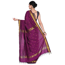 Nayanthara-Inspired Violet Colour Saree by Kaithari Nesavu – Handloom Elegance