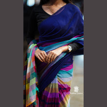 Rainbow Shade Mul Cotton Saree – 120 Count | Lightweight | 5.5 M | No Blouse | With Tassels