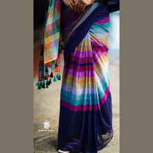 Rainbow Shade Mul Cotton Saree – 120 Count | Lightweight | 5.5 M | No Blouse | With Tassels