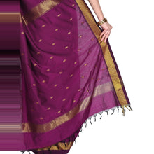 Nayanthara-Inspired Violet Colour Saree by Kaithari Nesavu – Handloom Elegance