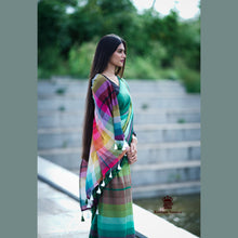 Rainbow Shade Mul Cotton Saree – 120 Count | Lightweight | 5.5 M | No Blouse | With Tassels
