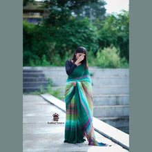 Rainbow Shade Mul Cotton Saree – 120 Count | Lightweight | 5.5 M | No Blouse | With Tassels