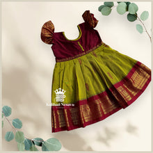 Premium Semi-Handloom Cotton Kids Frock – Contrast Designer New Year & Pongal