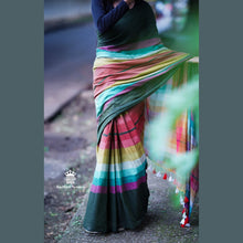 Rainbow Shade Mul Cotton Saree – 120 Count | Lightweight | 5.5 M | No Blouse | With Tassels