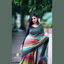 Rainbow Shade Mul Cotton Saree – 120 Count | Lightweight | 5.5 M | No Blouse | With Tassels