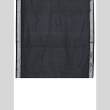 Black fabric with a textured border on a light gray background