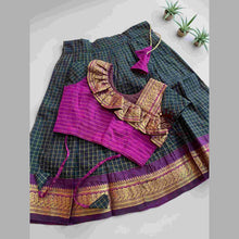 Traditional Kids Pavadai Sattai | Handloom Cotton Skirt & Top for Girls (1-2 Years)