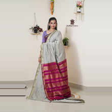 Madhavi Semi Handloom Saree : Gold and Cotton Perfection